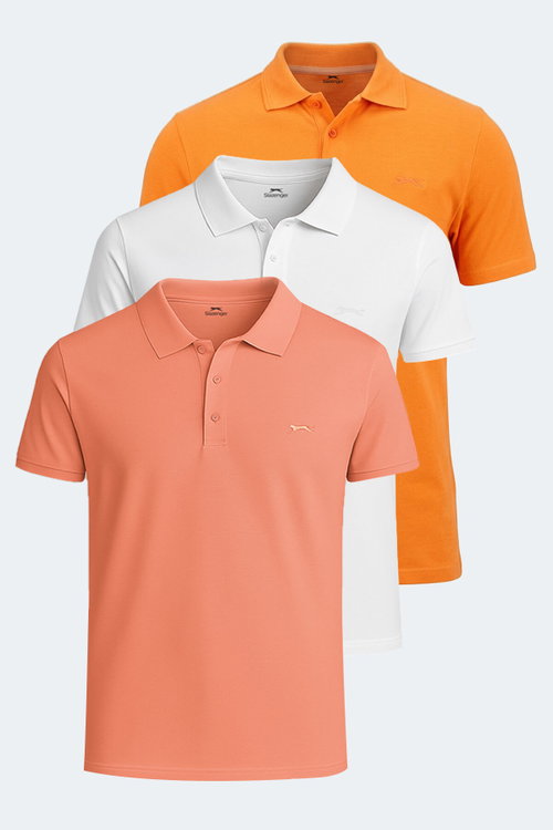 Slazenger SOHO 3 lü Set Erkek Beyaz - Somon - Turuncu Tişört