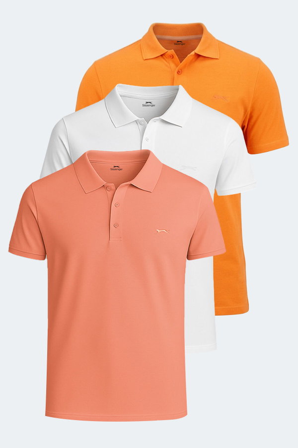 Slazenger SOHO 3 lü Set Erkek Beyaz - Somon - Turuncu Tişört
