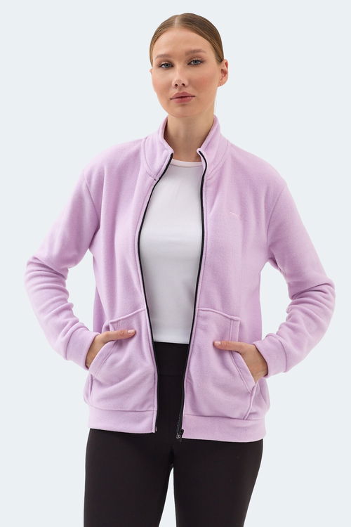 Slazenger SOUL 2 Lİ SET Kadın Dik Yaka Fermuarlı Lila - Koyu Gri Polar
