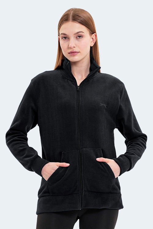 Slazenger SOUL 2 Lİ SET Kadın Dik Yaka Fermuarlı Siyah - Kırmızı Polar