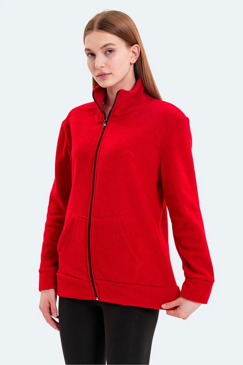 Slazenger SOUL 2 Lİ SET Kadın Dik Yaka Fermuarlı Siyah - Kırmızı Polar