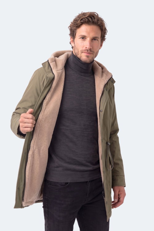 Slazenger TURN I Unisex Büyük Beden Haki Mont & Kaban
