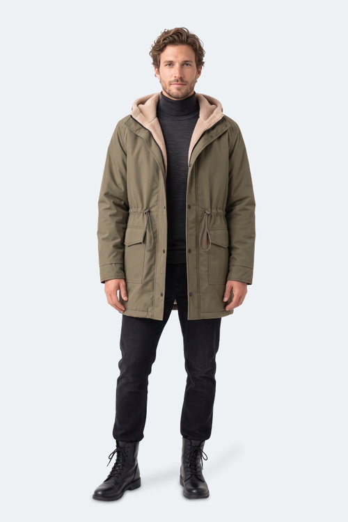Slazenger TURN I Unisex Büyük Beden Haki Mont & Kaban
