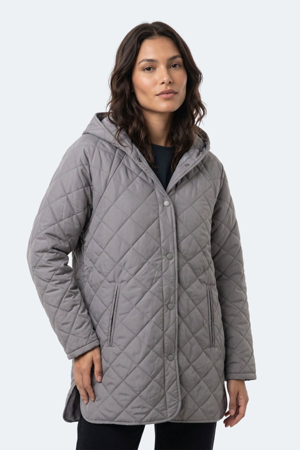 Slazenger TWICE I Kadın Gri Mont & Kaban
