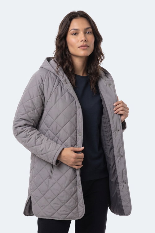 Slazenger TWICE I Kadın Gri Mont & Kaban