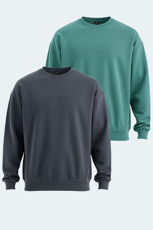 Slazenger VADIK 2li set Erkek Koyu Gri - Yeşil Sweatshirt