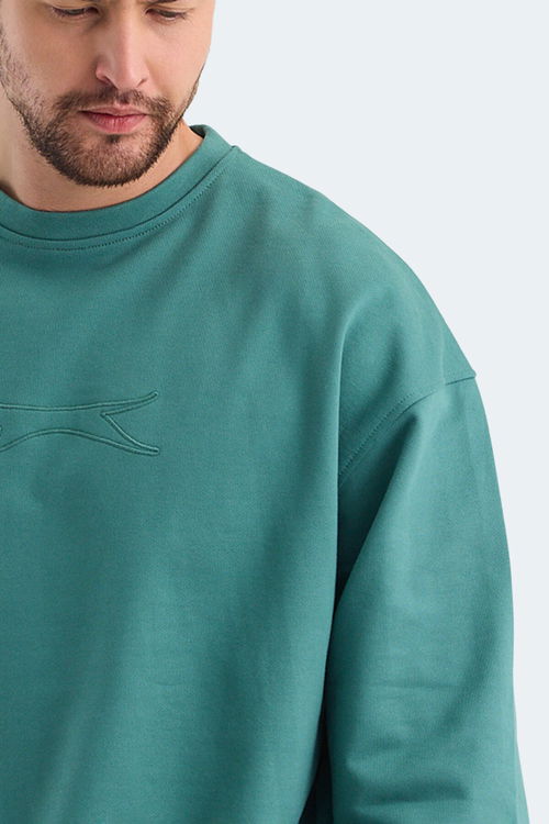 Slazenger VADIK 2li set Erkek Oversıze Koyu Gri - Yeşil Sweatshirt