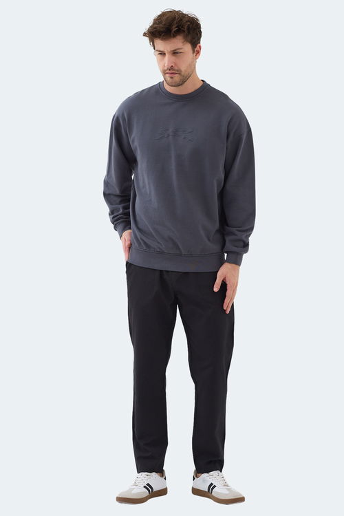 Slazenger VADIK 2li set Erkek Oversıze Koyu Gri - Yeşil Sweatshırt