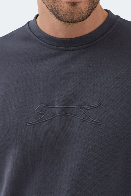Slazenger VADIK 2li set Erkek Oversıze Siyah - Koyu Gri Sweatshırt
