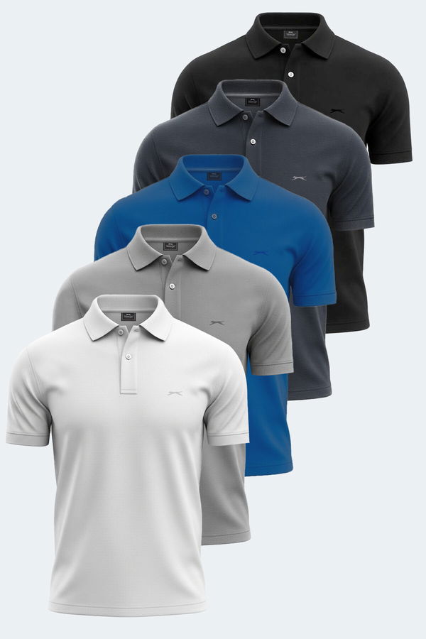 Slazenger VALE KTN Erkek Tişört Beyaz - Siyah - Gri - Koyu Gri - Saks Mavi