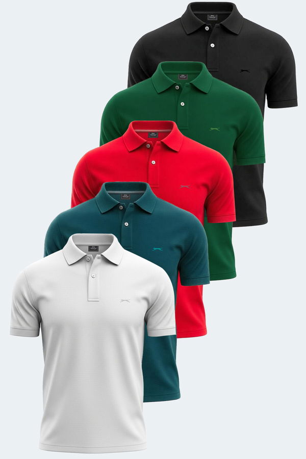 Slazenger VALE KTN Erkek Tişört Beyaz - Siyah - Petrol - Yeşil - Kırmızı