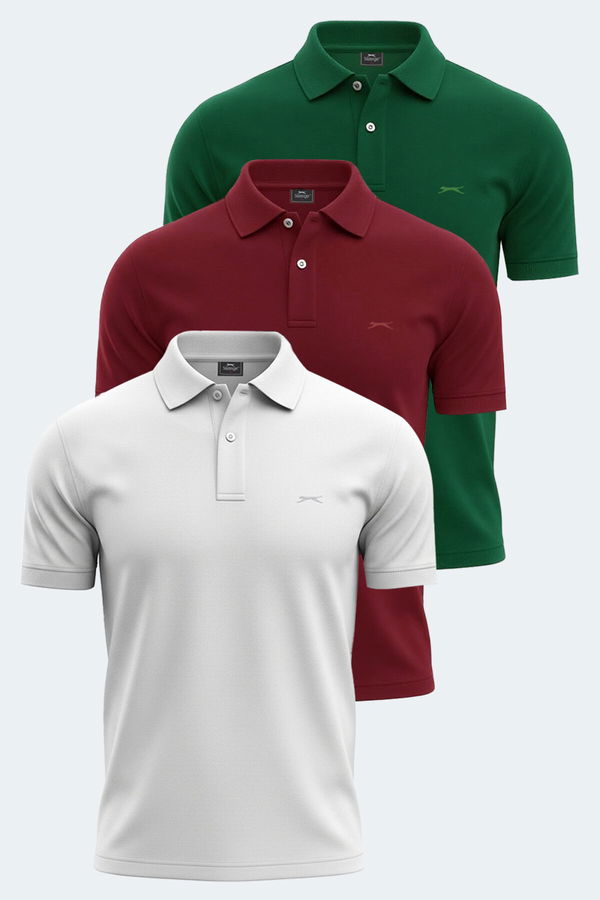 Slazenger VALE KTN Erkek Tişört Beyaz - Yeşil - Bordo