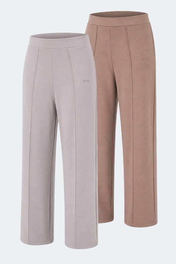 Slazenger VALENTINO 2 Lİ SET Kadın Bol Paça Taş Gri - Vizon Eşofman Altı