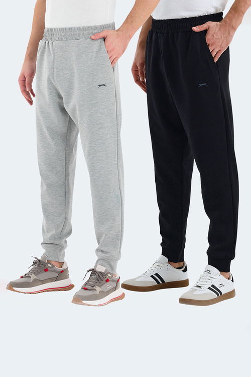 Slazenger VALERIE 2 Lİ SET Erkek Cepli Siyah - Gri Eşofman Altı