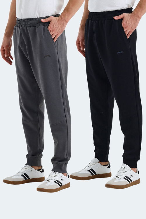 Slazenger VALERIE 2 Lİ SET Erkek Cepli Siyah - Koyu Gri Eşofman Altı