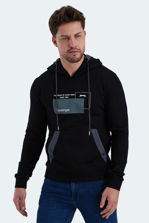 Slazenger VANDA 2 li set Erkek Kanguru Cepli Kapüşonlu Siyah - Bej Sweatshırt