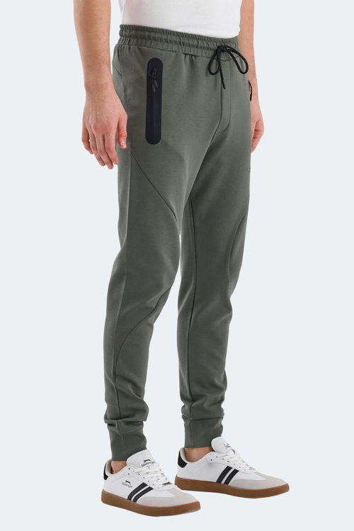 Slazenger VARUNA 2 Lİ SET Erkek Fermuar Cepli Slim Fit Siyah - Haki Eşofman Altı