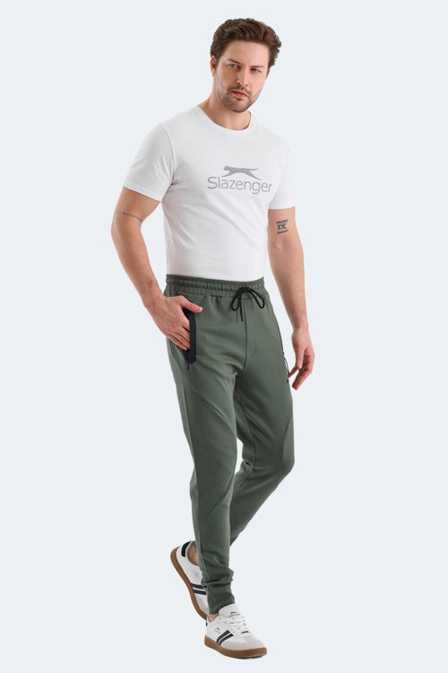 Slazenger VARUNA 2 Lİ SET Erkek Fermuar Cepli Slim Fit Siyah - Haki Eşofman Altı
