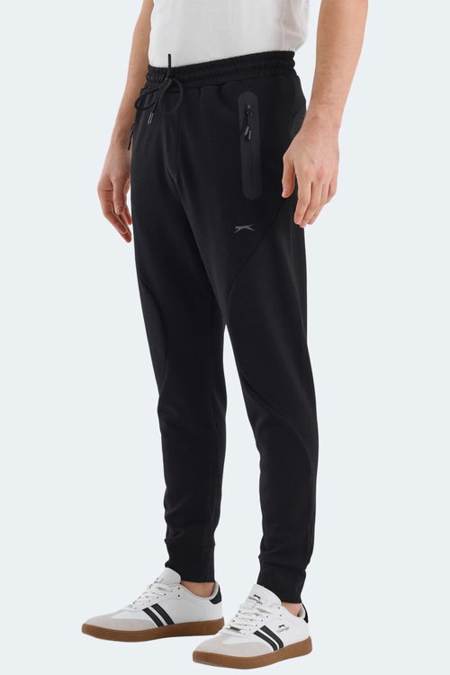 Slazenger VARUNA 2 Lİ SET Erkek Fermuar Cepli Dar Paça Siyah - Koyu Gri Eşofman Altı