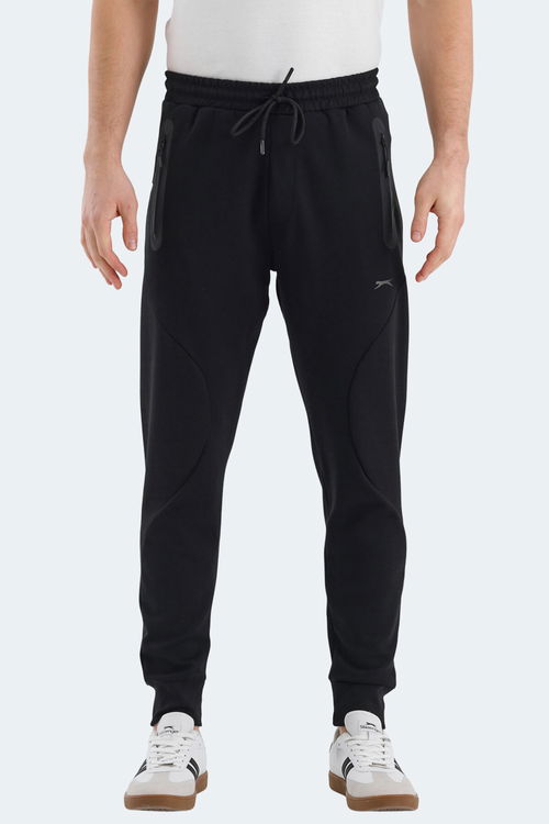 Slazenger VARUNA 2 Lİ SET Erkek Fermuar Cepli Dar Paça Siyah - Koyu Gri Eşofman Altı
