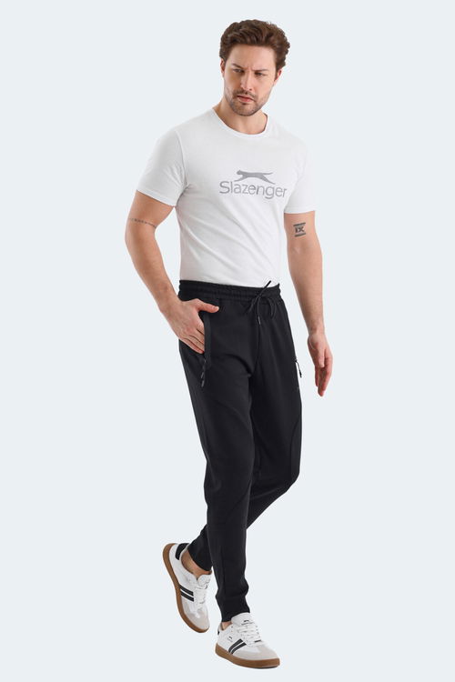 Slazenger VARUNA 2 Lİ SET Erkek Fermuar Cepli Dar Paça Siyah - Koyu Gri Eşofman Altı