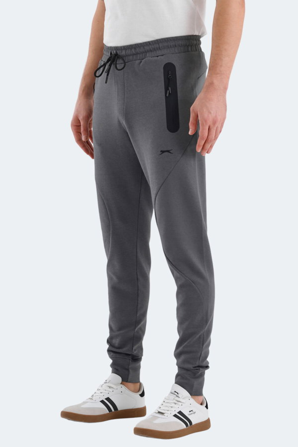 Slazenger VARUNA 2 Lİ SET Erkek Fermuar Cepli Slim Fit Siyah - Koyu Gri Eşofman Altı
