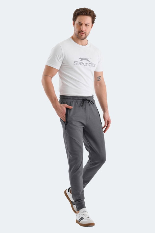 Slazenger VARUNA 2 Lİ SET Erkek Fermuar Cepli Slim Fit Siyah - Koyu Gri Eşofman Altı