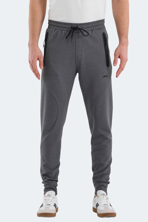 Slazenger VARUNA 2 Lİ SET Erkek Fermuar Cepli Slim Fit Siyah - Koyu Gri Eşofman Altı