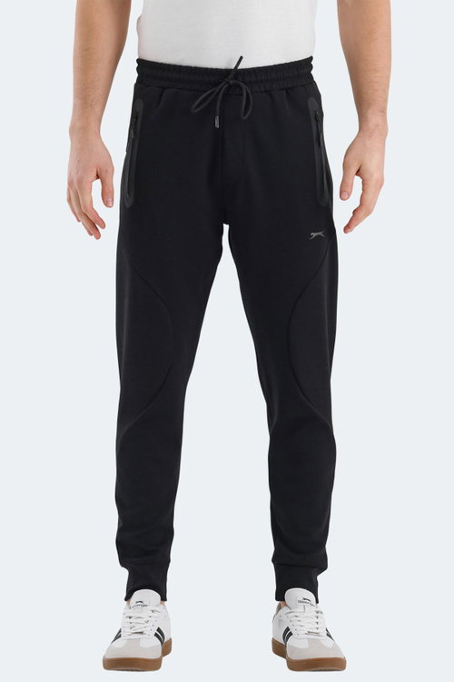 Slazenger VARUNA 2 Lİ SET Erkek Fermuar Cepli Slim Fit Siyah - Koyu Gri Eşofman Altı