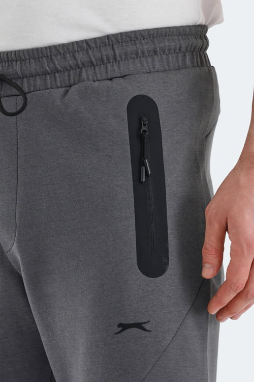 Slazenger VARUNA 2 Lİ SET Erkek Fermuar Cepli Slim Fit Siyah - Koyu Gri Eşofman Altı