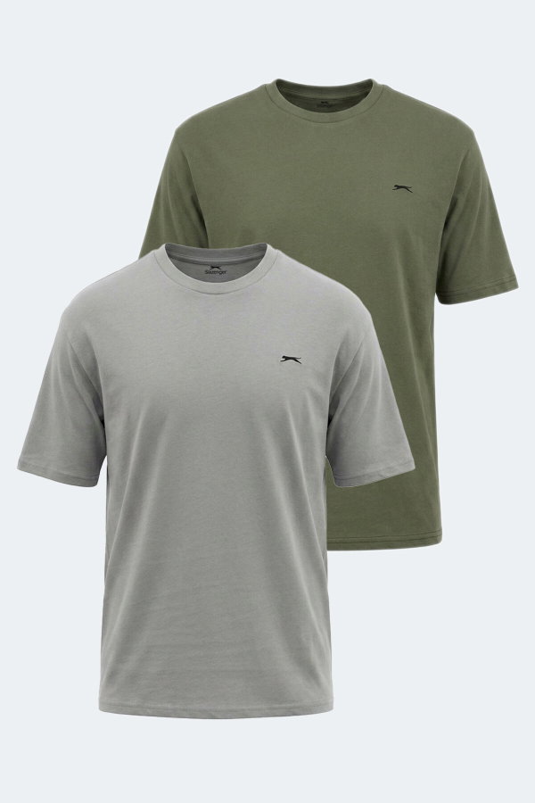 Slazenger VELLAMO 2 Lİ SET Erkek Haki / Gri Tişört