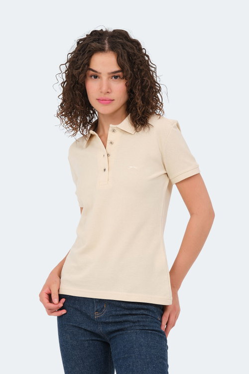 Slazenger VERA 3 LÜ SET Kadın Polo Yaka Krem - Yeşil - Petrol Tişört