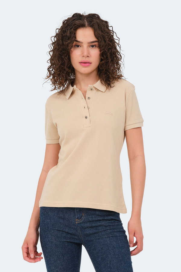 Slazenger VERA 3 LÜ SET Kadın Polo Yaka Bej - Turuncu - Sarı Tişört