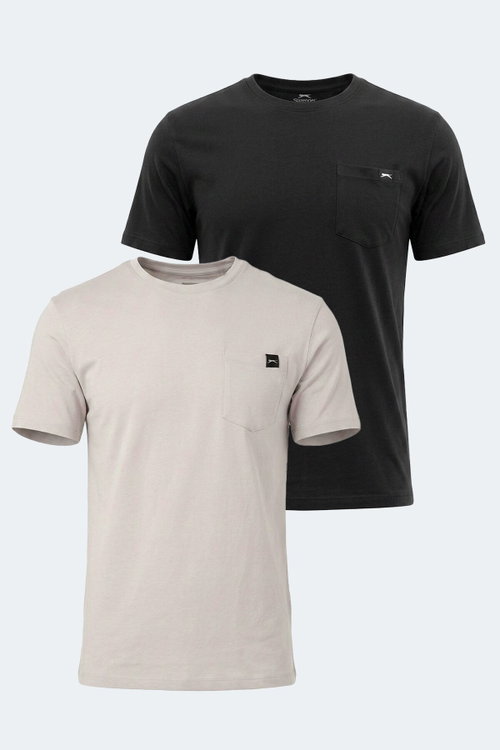 Slazenger VESELA 2 Lİ SET Erkek Siyah -Taş Gri Tişört
