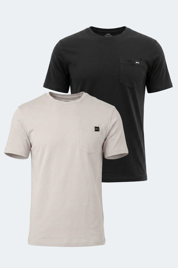 Slazenger VESELA 2 Lİ SET Erkek Siyah -Taş Gri Tişört