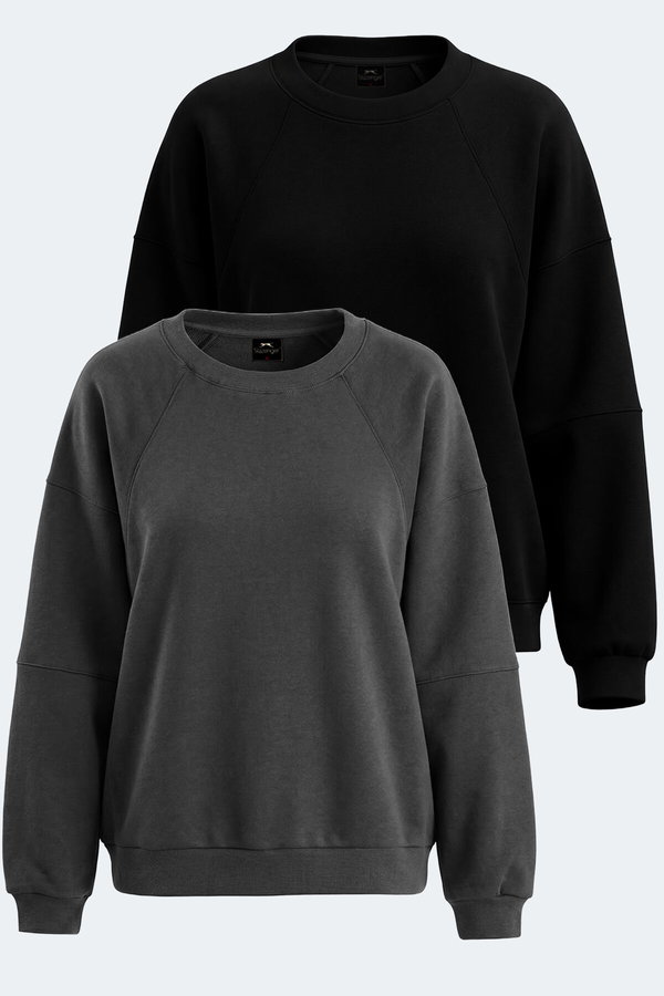 Slazenger VIA 2 Lİ SET Kadın Siyah - Koyu Gri Sweatshırt