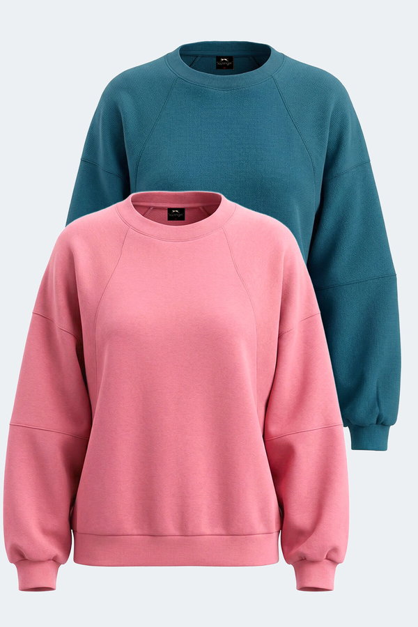Slazenger VIA 2 Lİ SET Kadın Petrol - Gül Sweatshırt