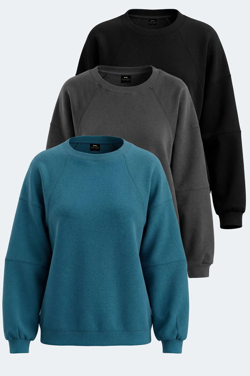 Slazenger VIA 3 LÜ SET Kadın Oversıze Sweatshırt