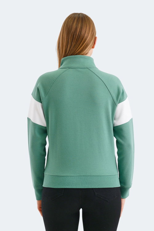 Slazenger VICTORY 2 li set Kadın Fermuarlı Dik Yaka Cepli Yeşil - Siyah Sweatshırt