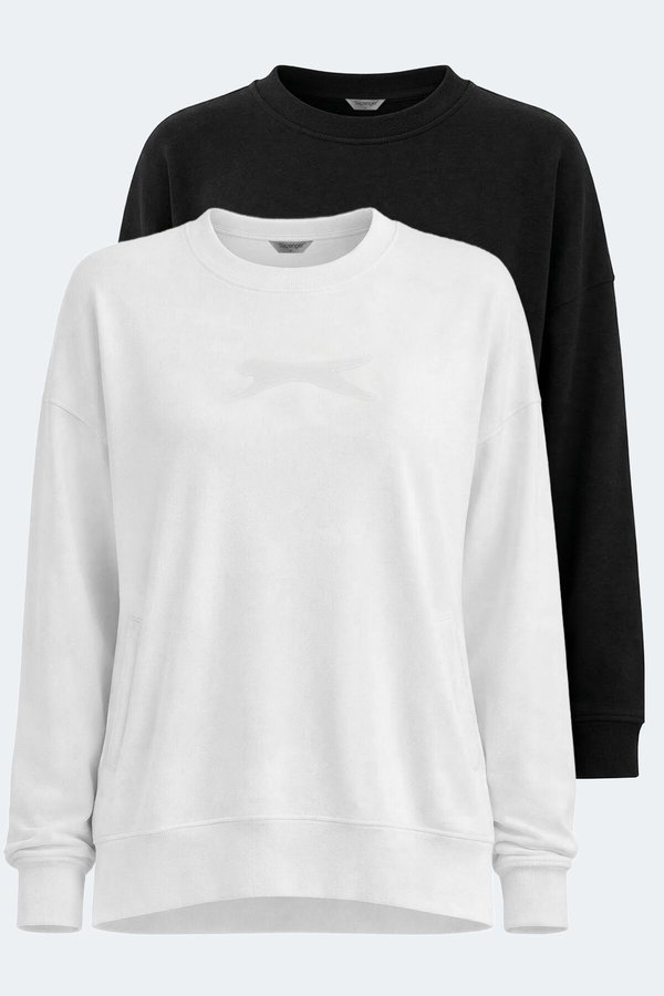 Slazenger VIKENTI SW 2 Lİ SET Kadın Beyaz - Siyah Sweatshırt