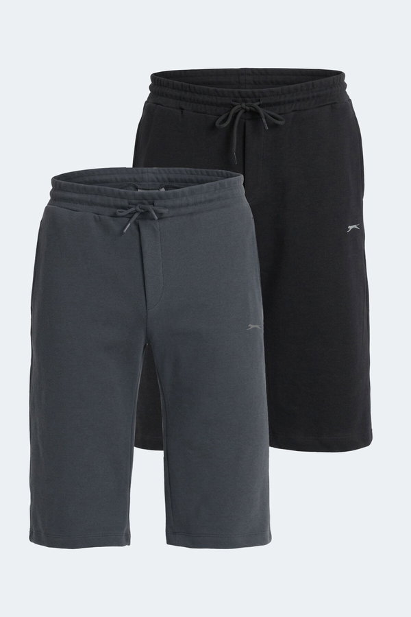 Slazenger VILJA 2 Lİ SET Erkek Siyah - Koyu Gri Şort