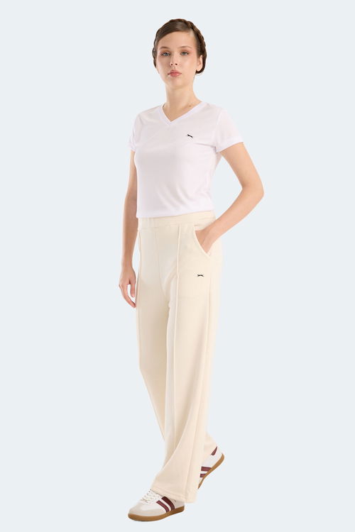 Slazenger VILLE CZG Kadın Bol Paça Ekru Eşofman Altı