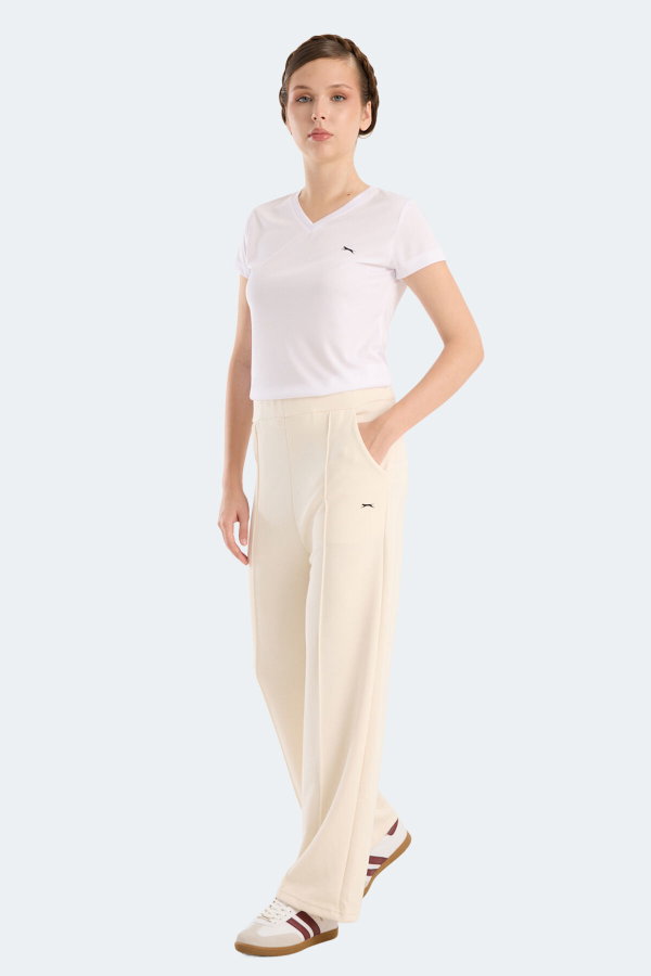 Slazenger VILLE CZG Kadın Bol Paça Ekru Pantolon