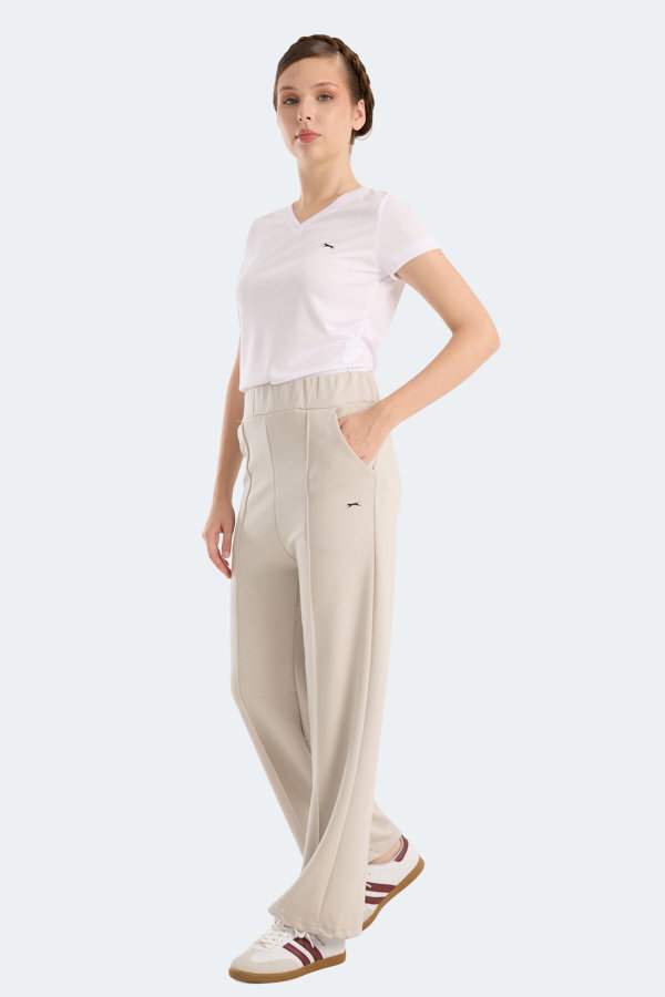Slazenger VILLE CZG Kadın Bol Paça Taş Gri Pantolon