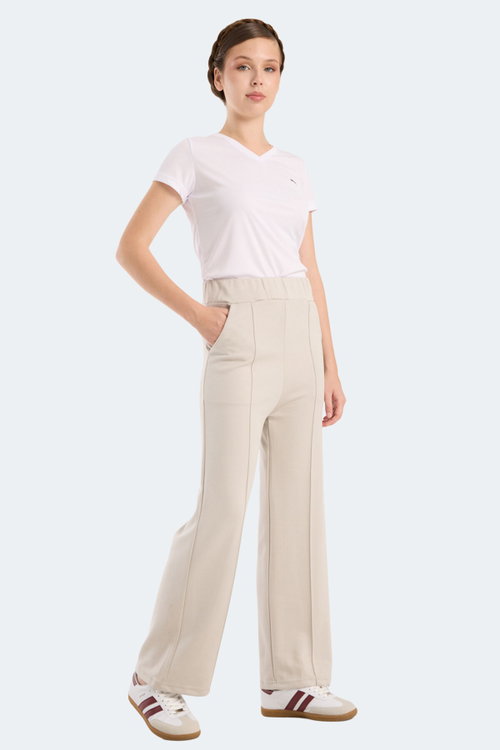 Slazenger VILLE CZG Kadın Bol Paça Taş Gri Pantolon