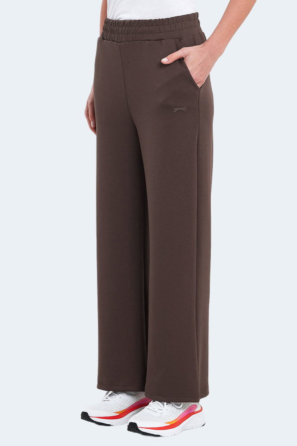 Slazenger VILLE Kadın Cepli Bol Paça Koyu Kahve Pantolon