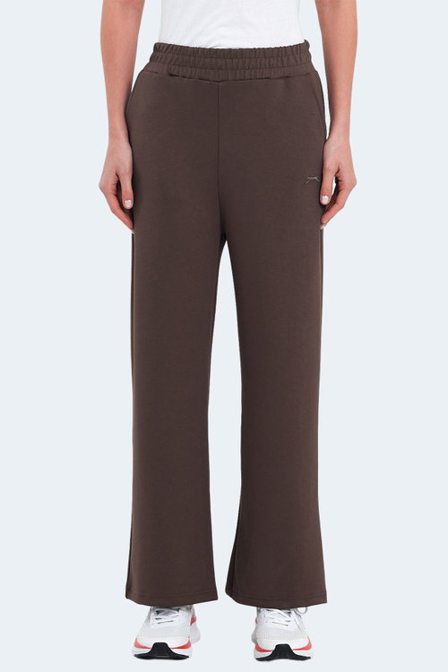 Slazenger VILLE Kadın Cepli Bol Paça Koyu Kahve Pantolon