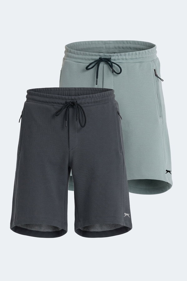 Slazenger VILTE 2 Lİ SET Erkek Koyu Gri - Su Yeşili Şort