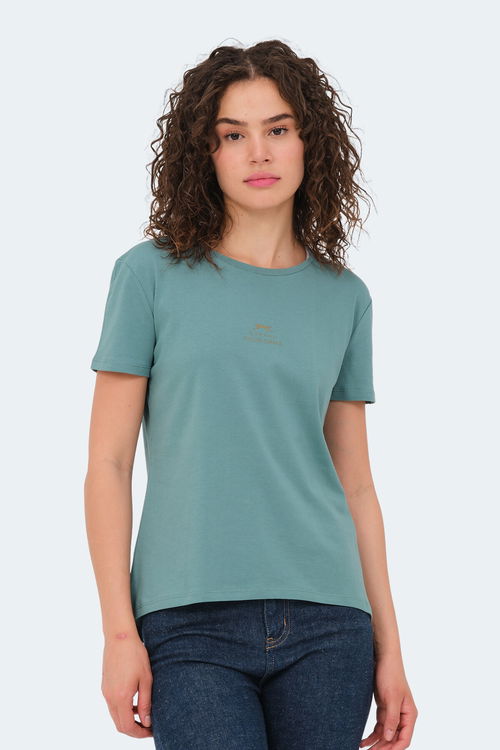 Slazenger VIRAJ 5li Set Kadın Tişört Taş Gri - Petrol - Koyu Gri - Somon - Su Yeşili