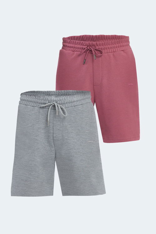 Slazenger VIRTUALLY 2li Set Erkek Şort Gri -Gül